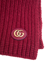 GUCCI SCARF WOOL CASHMERE WITH DOUBLE G BURGUNDY
