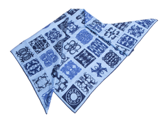 HERMÈS CARRÉ H 100% CASHMERE TOUTOCIZO BLEU LAC/MARINE/INDIGO