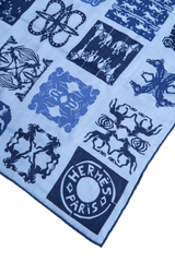 HERMÈS CARRÉ H 100% CASHMERE TOUTOCIZO BLEU LAC/MARINE/INDIGO