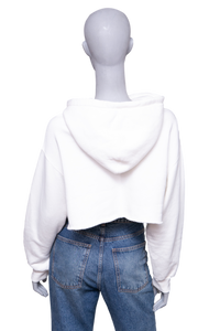 DESAPEGO RAFA JUSTUS GUCCI WHITE SEQUINED COTTON CROPPED HODDIE