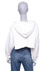 DESAPEGO RAFA JUSTUS GUCCI WHITE SEQUINED COTTON CROPPED HODDIE