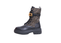 DESAPEGO RAFA JUSTUS FENDI FENDIGRAPHY BIKER BOOTS ZUCCA/BLACK - GOLD HDWR - 38 BR