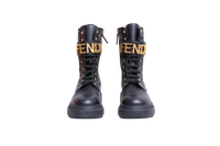 DESAPEGO RAFA JUSTUS FENDI FENDIGRAPHY BIKER BOOTS ZUCCA/BLACK - GOLD HDWR - 38 BR