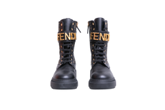 DESAPEGO RAFA JUSTUS FENDI FENDIGRAPHY BIKER BOOTS ZUCCA/BLACK - GOLD HDWR - 38 BR