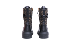 DESAPEGO RAFA JUSTUS FENDI FENDIGRAPHY BIKER BOOTS ZUCCA/BLACK - GOLD HDWR - 38 BR