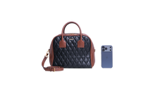 BURBERRY MEDIUM CUBE QUILTED LEATHER SATCHEL BLACK BROWN