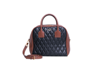 BURBERRY MEDIUM CUBE QUILTED LEATHER SATCHEL BLACK BROWN