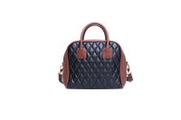 BURBERRY MEDIUM CUBE QUILTED LEATHER SATCHEL BLACK BROWN