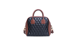BURBERRY MEDIUM CUBE QUILTED LEATHER SATCHEL BLACK BROWN