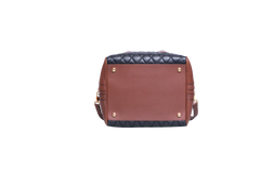 BURBERRY MEDIUM CUBE QUILTED LEATHER SATCHEL BLACK BROWN