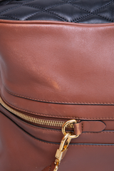 BURBERRY MEDIUM CUBE QUILTED LEATHER SATCHEL BLACK BROWN