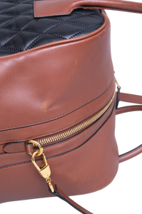BURBERRY MEDIUM CUBE QUILTED LEATHER SATCHEL BLACK BROWN