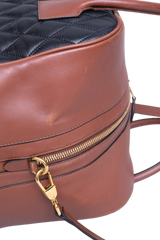 BURBERRY MEDIUM CUBE QUILTED LEATHER SATCHEL BLACK BROWN