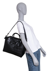 GIVENCHY ANTIGONA MEDIUM CROC EMBOSSED SATCHEL BLACK