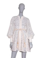 ZIMMERMANN DRESS AMARI PAISLEY LACE CREAM W/BELT