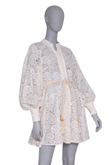 ZIMMERMANN DRESS AMARI PAISLEY LACE CREAM W/BELT