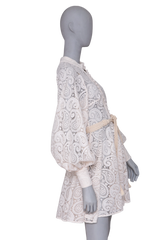 ZIMMERMANN DRESS AMARI PAISLEY LACE CREAM W/BELT