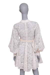 ZIMMERMANN DRESS AMARI PAISLEY LACE CREAM W/BELT