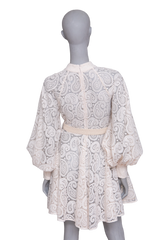 ZIMMERMANN DRESS AMARI PAISLEY LACE CREAM W/BELT