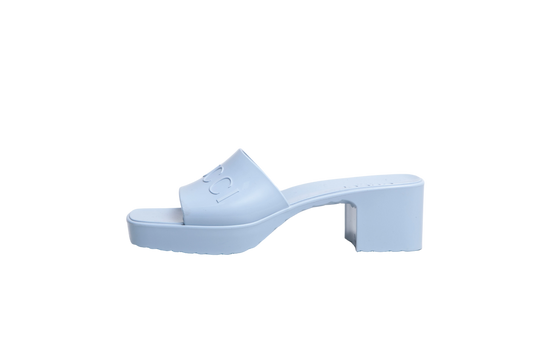 GUCCI SLIDE PLATAFORM RUBBER LOGO SKYE BLUE - 38 BR