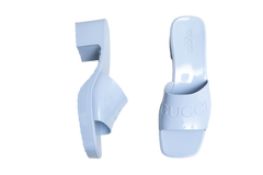 GUCCI SLIDE PLATAFORM RUBBER LOGO SKYE BLUE - 38 BR