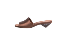 PRADA SQUARE-TOE SATIN MULE BROWN - 37 BR