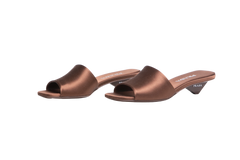 PRADA SQUARE-TOE SATIN MULE BROWN - 37 BR