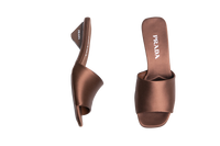 PRADA SQUARE-TOE SATIN MULE BROWN - 37 BR