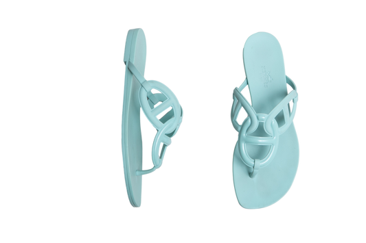 HERMÈS SANDAL EGÉRIE TURQUOISE RUBBER - 35 BR