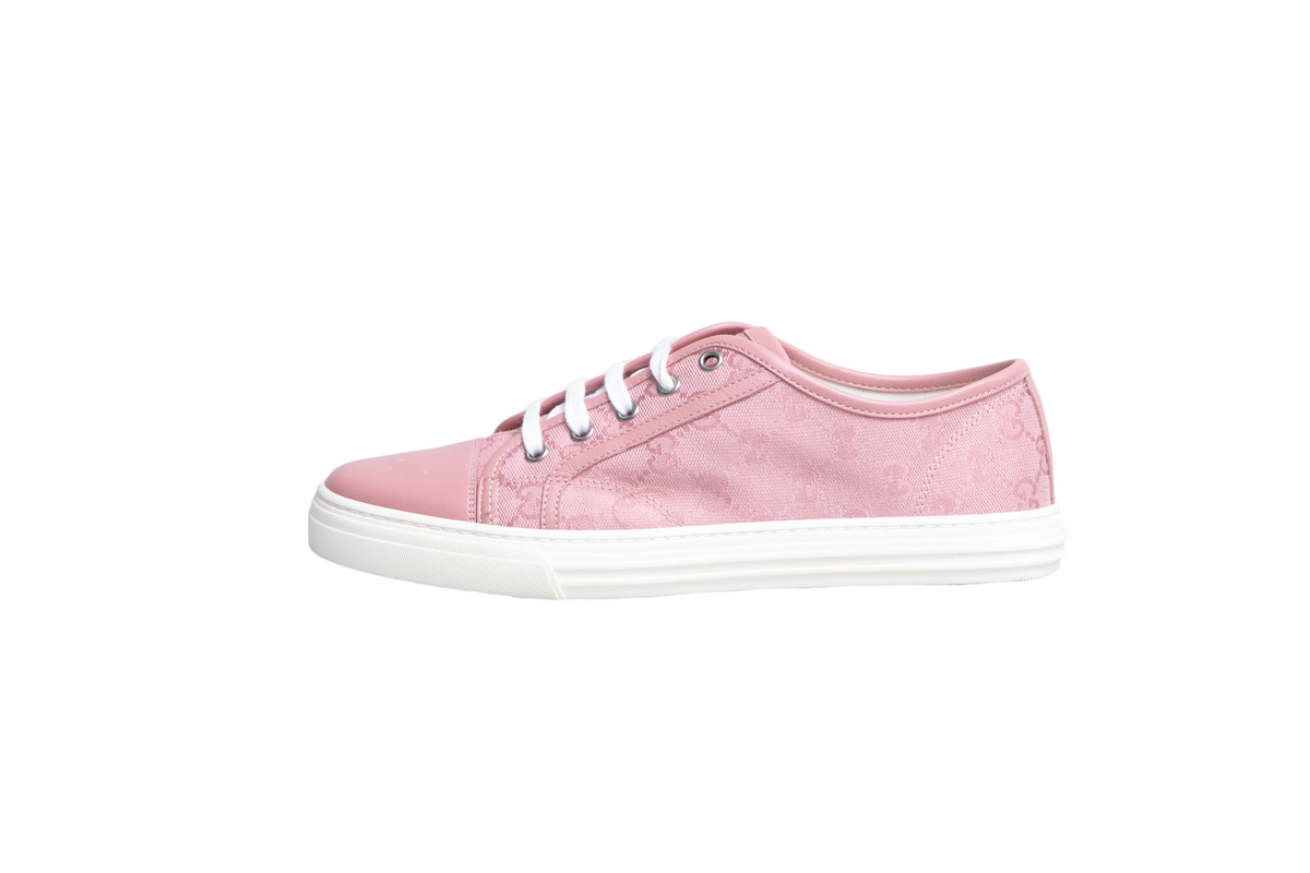 GUCCI SNEAKERS GG CANVAS AND LEATHER LOW PINK - 37 BR