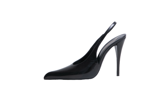 YSL SLINGBACK PUMPS IN GLAZED VENDOME BLACK - 37 BR