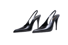 YSL SLINGBACK PUMPS IN GLAZED VENDOME BLACK - 37 BR