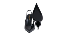 YSL SLINGBACK PUMPS IN GLAZED VENDOME BLACK - 37 BR