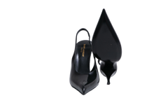 YSL SLINGBACK PUMPS IN GLAZED VENDOME BLACK - 37 BR