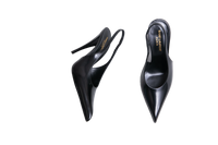 YSL SLINGBACK PUMPS IN GLAZED VENDOME BLACK - 37 BR