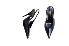 YSL SLINGBACK PUMPS IN GLAZED VENDOME BLACK - 37 BR