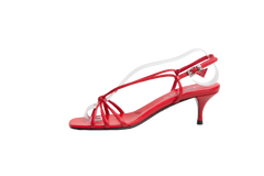 PRADA 55MM LEATHER RED SANDALS - 37 BR
