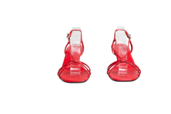 PRADA 55MM LEATHER RED SANDALS - 37 BR