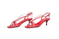 PRADA 55MM LEATHER RED SANDALS - 37 BR