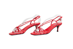 PRADA 55MM LEATHER RED SANDALS - 37 BR