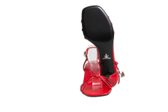 PRADA 55MM LEATHER RED SANDALS - 37 BR