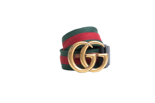 GUCCI CINTO GG MARMONT BLACK & WEB CANVAS
