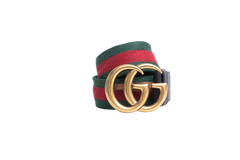 GUCCI CINTO GG MARMONT BLACK & WEB CANVAS