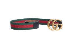 GUCCI CINTO GG MARMONT BLACK & WEB CANVAS