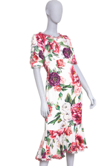DG DRESS MIDI FLORAL BUTTONS W/FRILLS