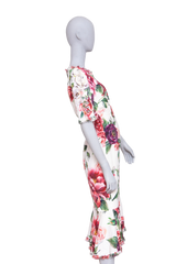 DG DRESS MIDI FLORAL BUTTONS W/FRILLS