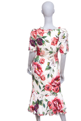 DG DRESS MIDI FLORAL BUTTONS W/FRILLS
