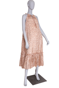 ZIMMERMANN MAXI DRESS KIRRA TIE TAUPE LEOPARD