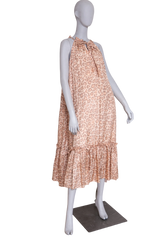 ZIMMERMANN MAXI DRESS KIRRA TIE TAUPE LEOPARD