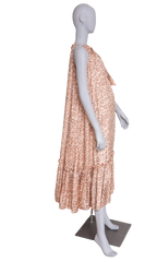 ZIMMERMANN MAXI DRESS KIRRA TIE TAUPE LEOPARD